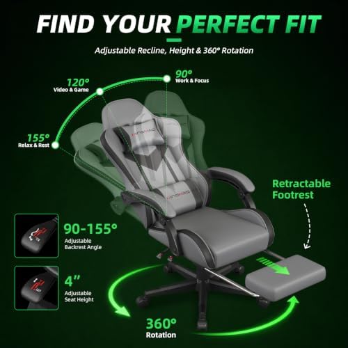 Gaming Chair Ergonomic Gamer Computer Office Chair,Footrest Lumbar Support