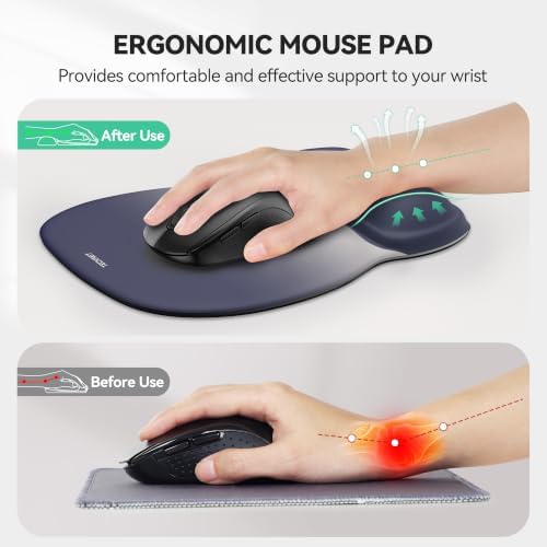TECKNET Gel Ergonomic Mouse Pad with Wrist Rest, Non-Slip PU Base, Gradient
