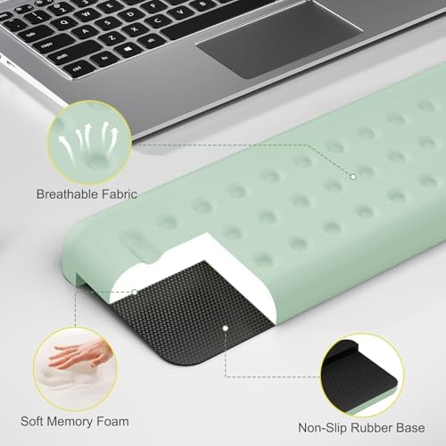 Leolee L-Shaped Desk Elbow Pads for Desk, Pale Green Memory Foam Arm Rest