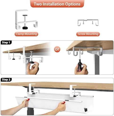 Univivi No Drill Under Desk Cable Management Tray, 36 inch Cable Management