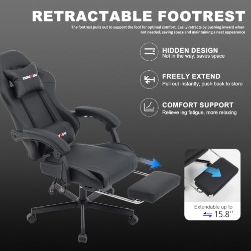 Ergonomic Gaming Chair with Footrest,Video Gaming Chair for Adults,Black