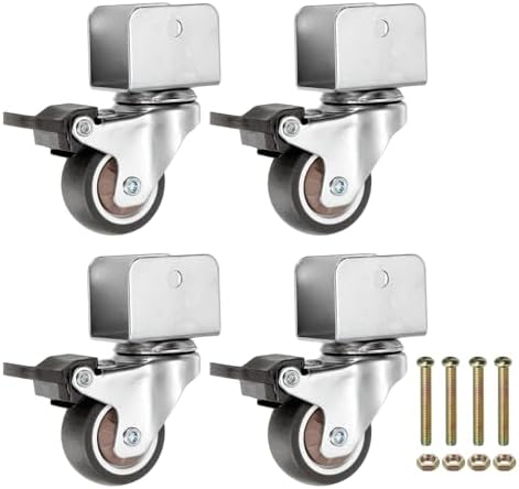PATIKIL 1.5 Inch Caster Wheels, 4 Pcs Swivel Casters with Break 1" U Bracket Opening 55 Lb Capacity Per Caster for Furniture Office Chairs Carts and Cabinets, Brown
