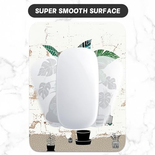 Small Mouse Pad, Mini Mouse Pad 6 x 8 Inch, Thick Rubber Waterproof Mouse Mat, Cute Mousepad for Women Men Wireless Mouse Laptops Home Office, Cat and Plants