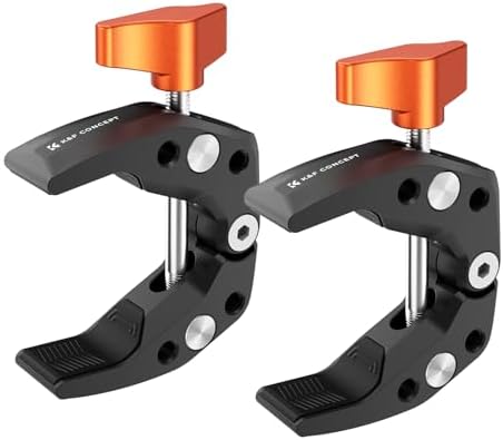 K&F CONCEPT 2 Pack Camera Mount Clamp, Super Crab Clamp with 1/4" Thread Holes for Round Pipe Flat Surface, Monitors, LED Lights, and Other Photographic Accessories