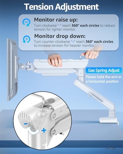Single Monitor Mount for Max 32 inch Screen and Desk C-Clamp Extension for Max 6 inch Thick Desktops