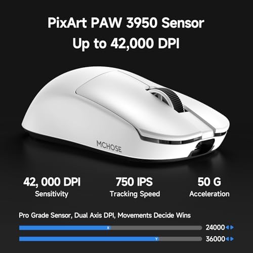MCHOSE L7 Ultra+ Wireless Gaming Mouse, Ergonomic Mouse Lightweight 48g