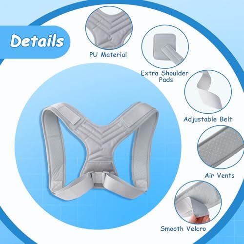Plus Size Back Brace, XXXL to 6XL Back Brace Posture Corrector, Grey