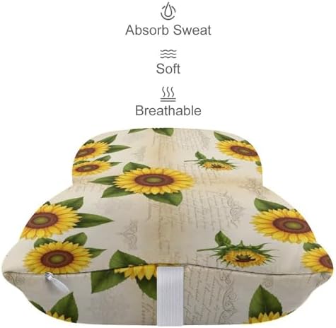 2 Pcs Ergonomic Car Neck Pillow Floral Sunflower Memory Foam Cervical Support for Neck Pain Relief Driving Travel