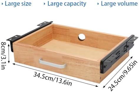 Under Desk Drawer Storage Organizer - Wooden Mounted Sliding Pull-out Drawer, Hidden Desktop Organizer for Office