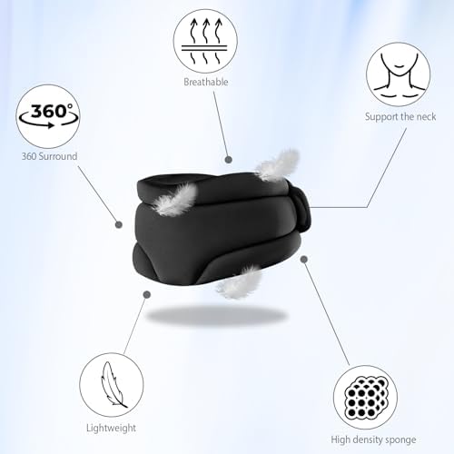 leeveel Neck Brace Cervical Collar, Neck Braces for Neck Pain and Support, Soft Foam Brace for Pain Relief, Adjustable Neck Support Collar for Sleeping, Travelling, Office (Black)