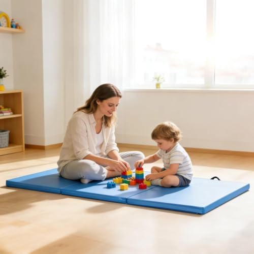 ZENY 2’’ Thick Tri-fold Folding Gym Exercise Mat Extra Thick Gymnastics Mat Tumbling Mat with Carrying Handles for Home Workout, Core Workouts, Stretching, MMA, Yoga