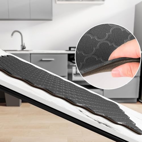 ZYFAB Anti Fatigue Kitchen Mats for Floor PVC Cushioned Standing Desk Mat Non-Slip Kitchen Rug Waterproof Floor Mat for Office Kitchen Sink,Gray,44 * 75cm