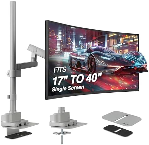 AVLT Single 40 Inch Monitor Arm Pole Top Mount with USB-C&A Ports - Gray