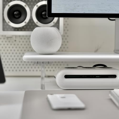 Bamboo Monitor Stand Riser, Natural Desk Shelf with Acrylic Legs