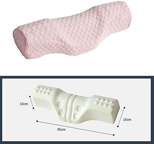 Cervical Neck Pillow for Pain Relief Sleeping, Neck roll Pillow Memory Foam for Stiff Neck Pain Relief ，Travel Bolster Pillow for Bed for Side Sleepers Back Sleeper. (Pink)
