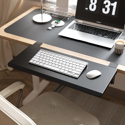 ETHU Foldable Desk Extender Tray with Clamp, 25.6x11.4", Black