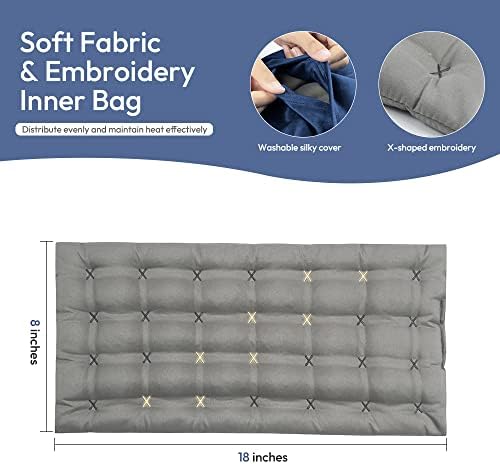 Microwavable Heating Pad with Washable Cover, 8 x 18 Microwave Heating Pad for Neck and Shoulders, Moist Heat Bean Bag Warm Compress for Knee, Joints, Wrist, Abdomen (Dark Blue)