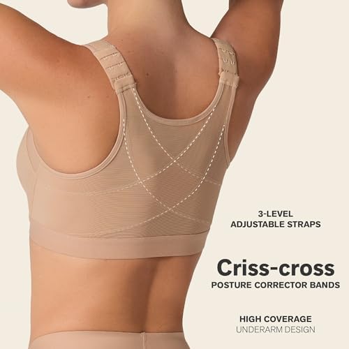 Leonisa Multi-Functional – Posture Corrector Bra Wireless Front Closure Bra for Women Full Coverage