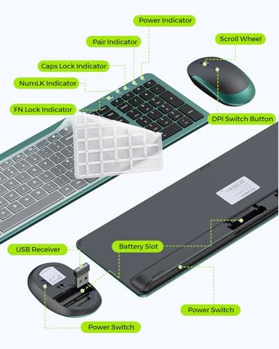 seenda Wireless Keyboard and Mouse Combo, Slim Full-Size Design