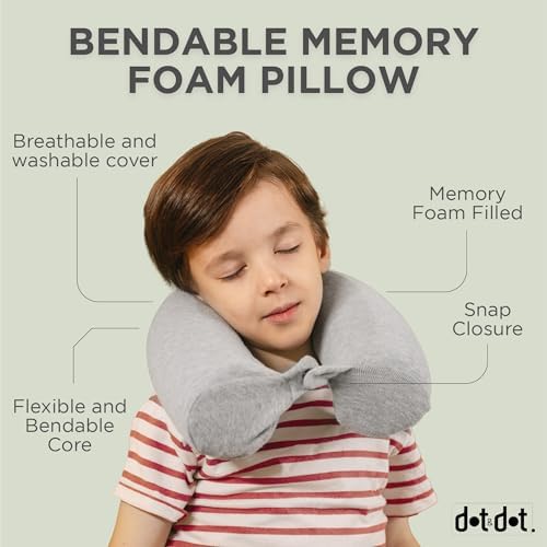 Dot&Dot Twist Memory Foam Kids Travel Pillow for Airplanes - Neck Pillows for Travel, Sleeping - Airplane Pillow for Neck Support, Chin, Lumbar, Leg - Adjustable Neck Pillow for Car Seat
