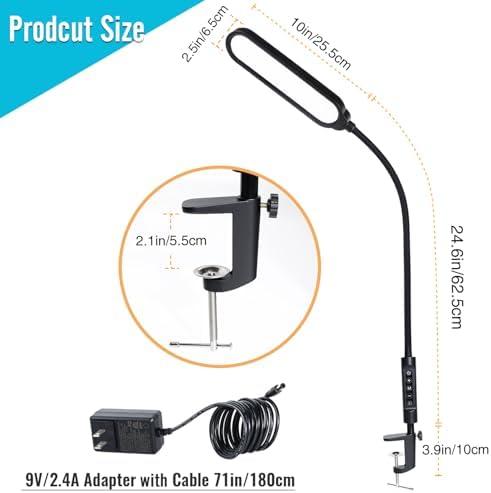 18W 3000LM LED Clamp Desk Lamp, Dimmable