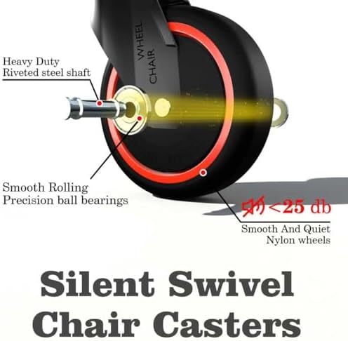 Anti-Tangle Office Chair Casters 5-Pack- 650LB Capacity, 7/16" x 7/8" Stem Size, 3 Inch PA Wheels for Carpet, Tile, Hardwood,360° Smooth Rolling, Low-Noise, Fits Most Chairs,Fits Most Chairs