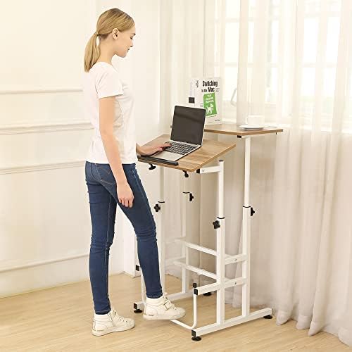SDADI Adjustable Height Standing Desk with Swinging Footrest Optional for Standing and Seating 2 Modes, Dark Grain L101XWFDT