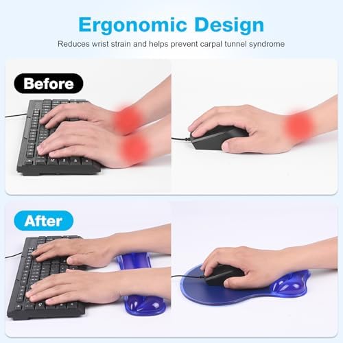Gel Wrist Rest Mouse Pad Set, Ergonomic Support for Office Gaming