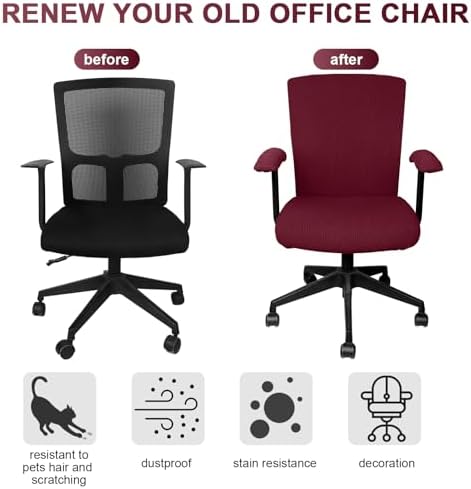Tallew 4 Pcs Office Chair Covers Stretchable Armrest Seat,XL,Burgundy