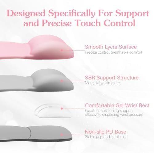 Office Mouse pad with Gel Wrist Rest, 9.2 x 8.1 in, Pink