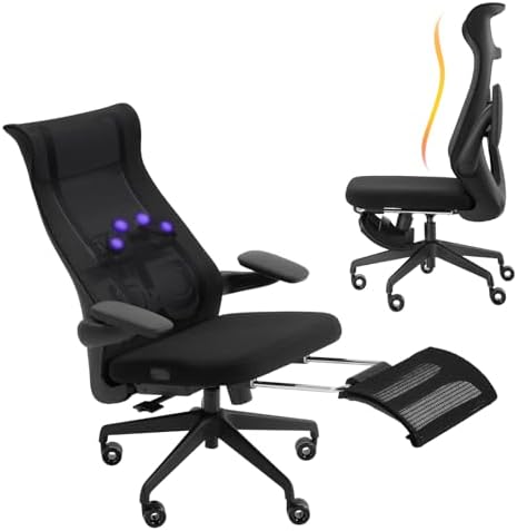 KRAZE Massage Office Chair Ergonomic High-Back Mesh Desk Chair, Black