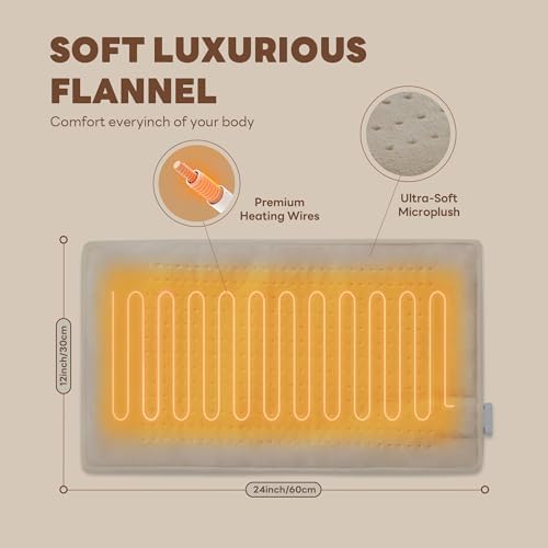 Heating Pad 12''X24'' for Back Neck Shoulder Pain Relief,Taupe