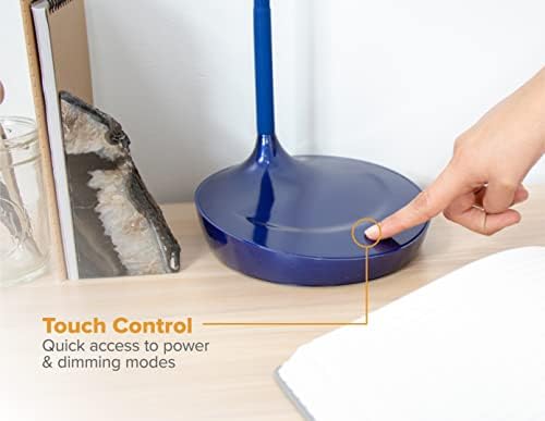 Bostitch Office LED Gooseneck Desk Lamp with USB Charging Port, 3 Dimming Levels, Touch Control, Blue (VLED1502-BLUE)