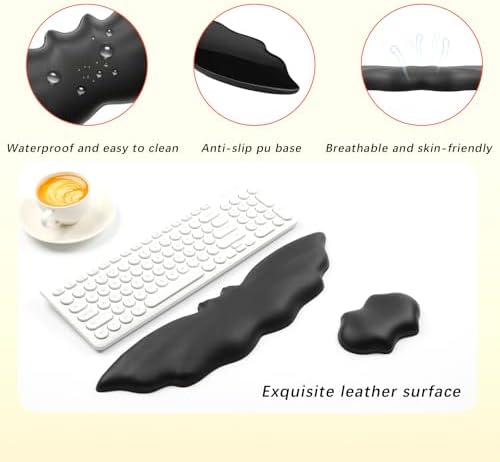 Goth Keyboard Wrist Rest - Soft Leather Halloween Bat Wrist Pad