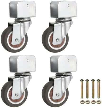 PATIKIL 2 Inch Caster Wheels, 4 Pcs Swivel Casters with 1" U Bracket Opening 55 Lb Capacity Per Caster for Furniture Office Chairs Carts and Cabinets, Brown