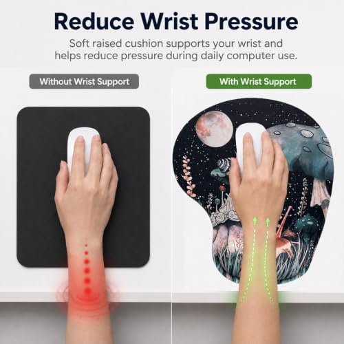 Mouse Pad with Wrist Support, Ergonomic Mouse Pads with Memory Foam Wrist Rest, Easy Typing Pain Relief, Comfortable Home Office Computer Wrist Support Pads for Working Studying Gaming, Snail