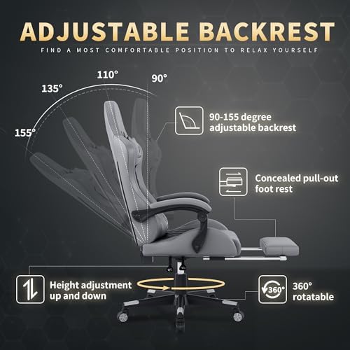 Gamtimer Gaming Chair, 400 LB Weight Capacity,with Pocket Spring Cushion