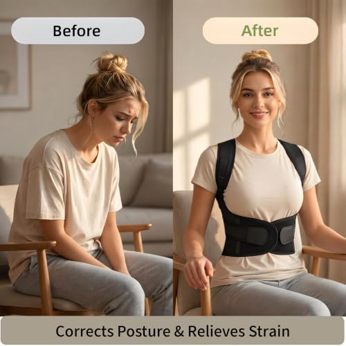 ZYFHOST Back Posture Corrector for Women, Upper Back Brace Support, Black M
