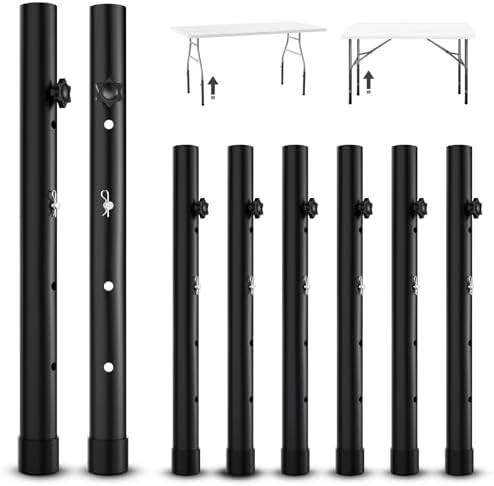 8-Pack Folding Table Leg Extenders, 4-Level Adjustable Height Table Risers