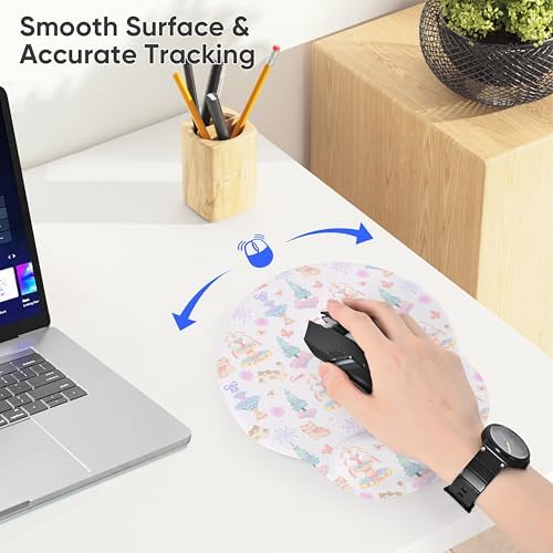 RICHEN Ergonomic Mouse Pad with Wrist Support,Non-Slip Rubber Base for Computer Laptop & Mac,Lightweight Rest for Home,Office & Travel (Cute Kitten)