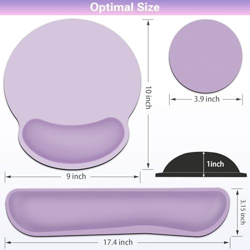 Mouse Pad with Wrist Rest Set, 3-in-1 Wrist Support Mousepad