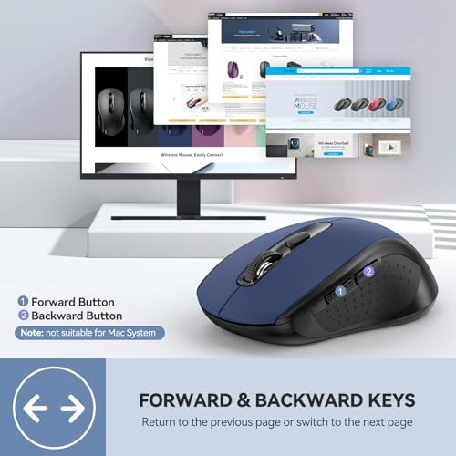 TECKNET 2-in-1 Bluetooth Mouse (BT 5.0/3.0+2.4Ghz), 6-Level 4000 DPI-Black