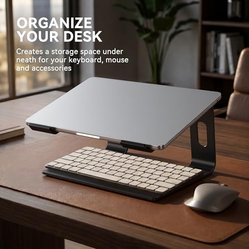 SOUNDANCE Laptop Stand, Aluminum Ergonomic Desk Riser, 10-15.6",Black