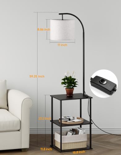 Floor Lamp with Table 2-Pack, Nightstands End Side Table for Living Room