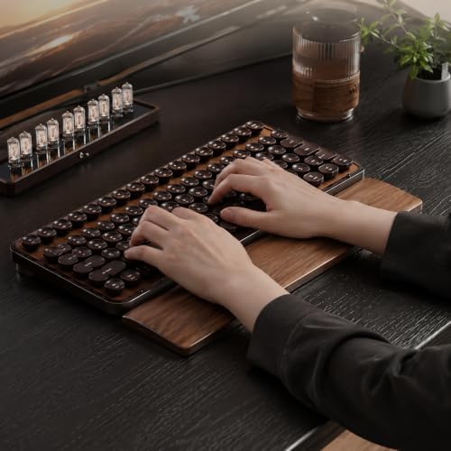 Walnut Wood Keyboard Wrist Rest for Mechanical Keyboard, 104 Keys 17.3 Inch Wooden Wrist Rest with 6° Ergonomic Slope, 20mm Thick Palm Rest, Non-Slip Base for Office and Gaming Setup (13"-75 Keys)