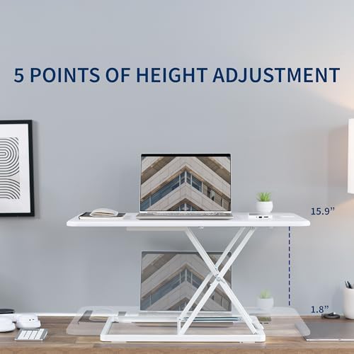 VIVO White 32 in Single Top Standing Desk Converter, DESK-V032JW