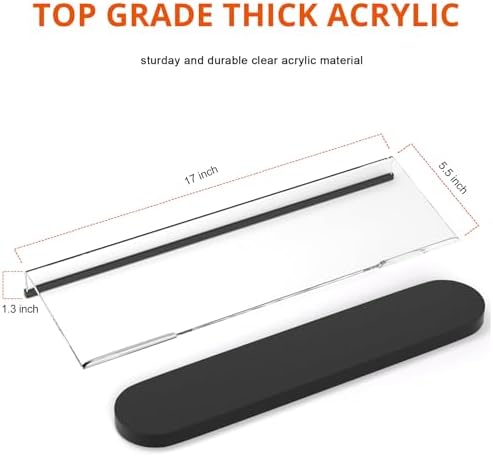 Richboom Ergonomic Computer Keyboard Stand - Tilt PC Keyboard Stand Riser for Easy Typing, Acrylic Keyboard Tray Holder for Office Desk, Home, School, with Silicone Anti-Slip Case, Clear