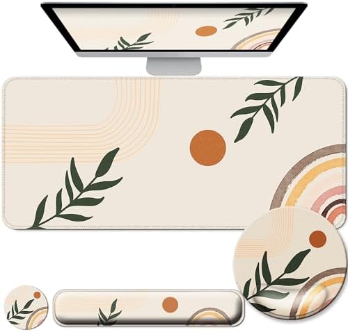 Desk Mat Set Keyboard and Mouse Pad with Wrist Rest Support
