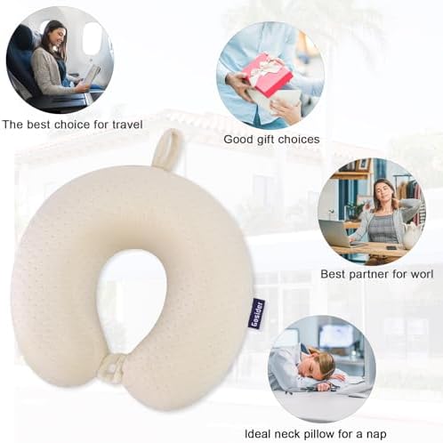 Memory Foam Neck Pillow, Travel Neck Pillow, Beige