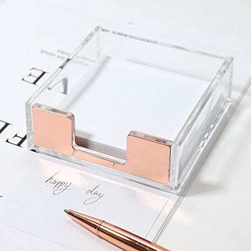 MultiBey Rose Gold Sticky Note Holder Clear Acrylic Memo Pad Dispenser